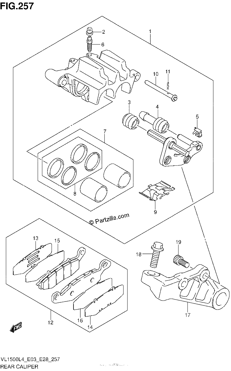 Diagrama de REAR CALIPER VL1500BL4 E28