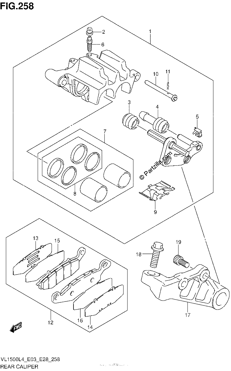 Diagrama de REAR CALIPER VL1500BL4 E33