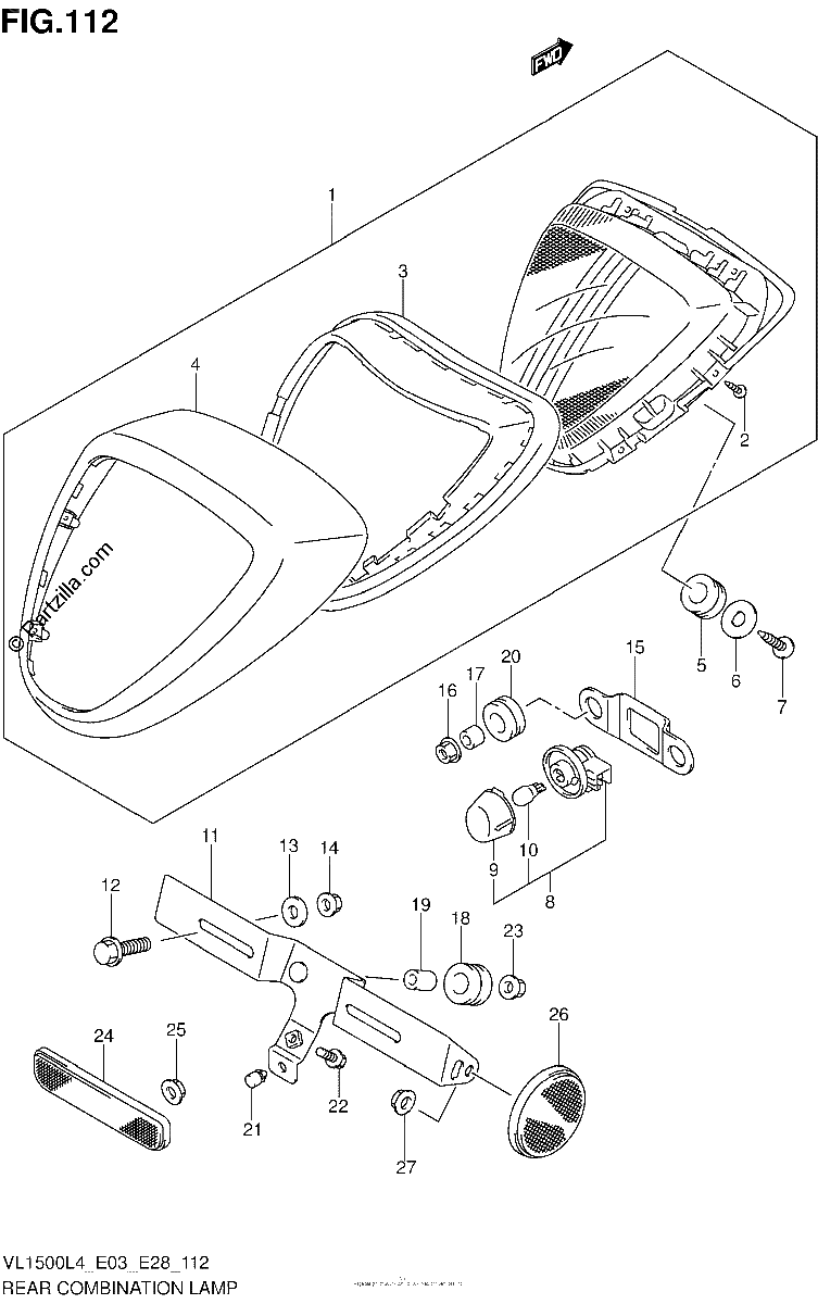 Diagrama de REAR COMBINATION LAMP VL1500BL4 E28
