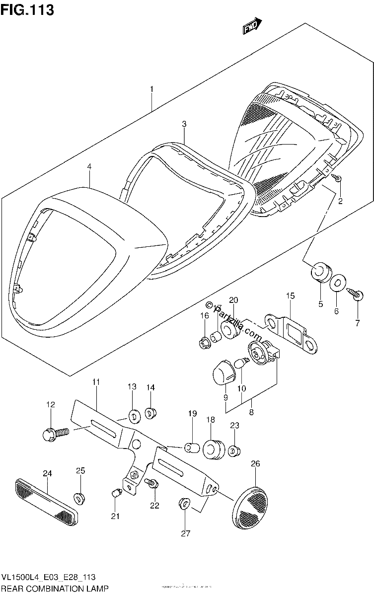 Diagrama de REAR COMBINATION LAMP VL1500BL4 E33