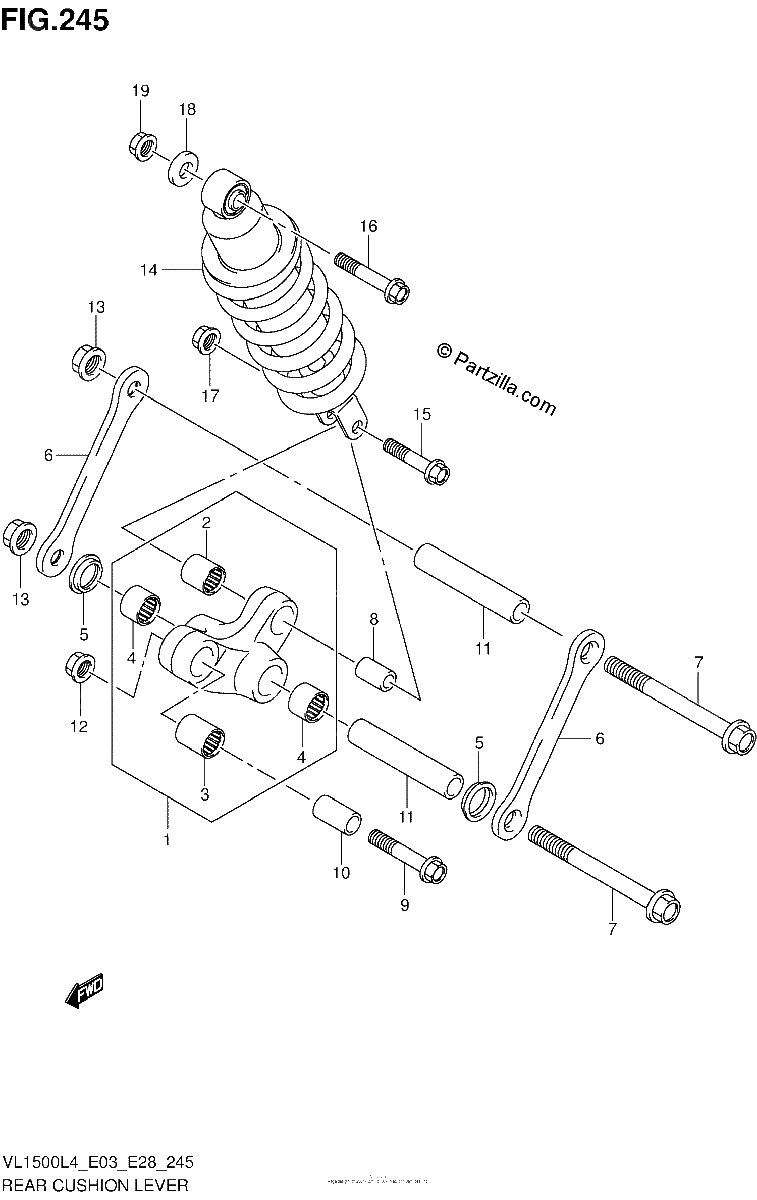 Diagrama de REAR CUSHION LEVER VL1500BL4 E28
