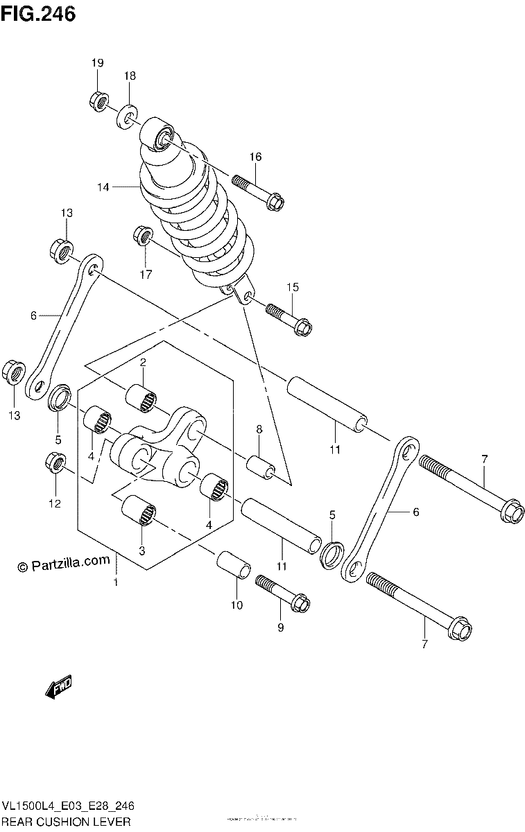 Diagrama de REAR CUSHION LEVER VL1500BL4 E33