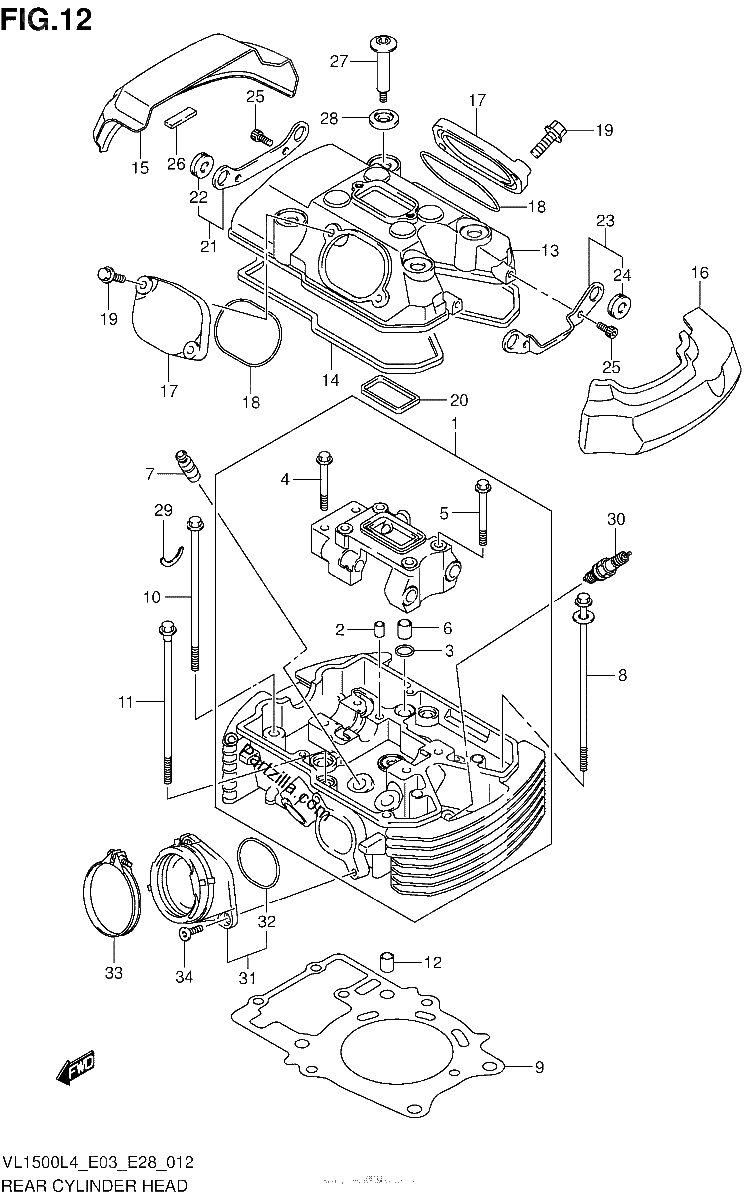 Diagrama de REAR CYLINDER HEAD VL1500BL4 E28
