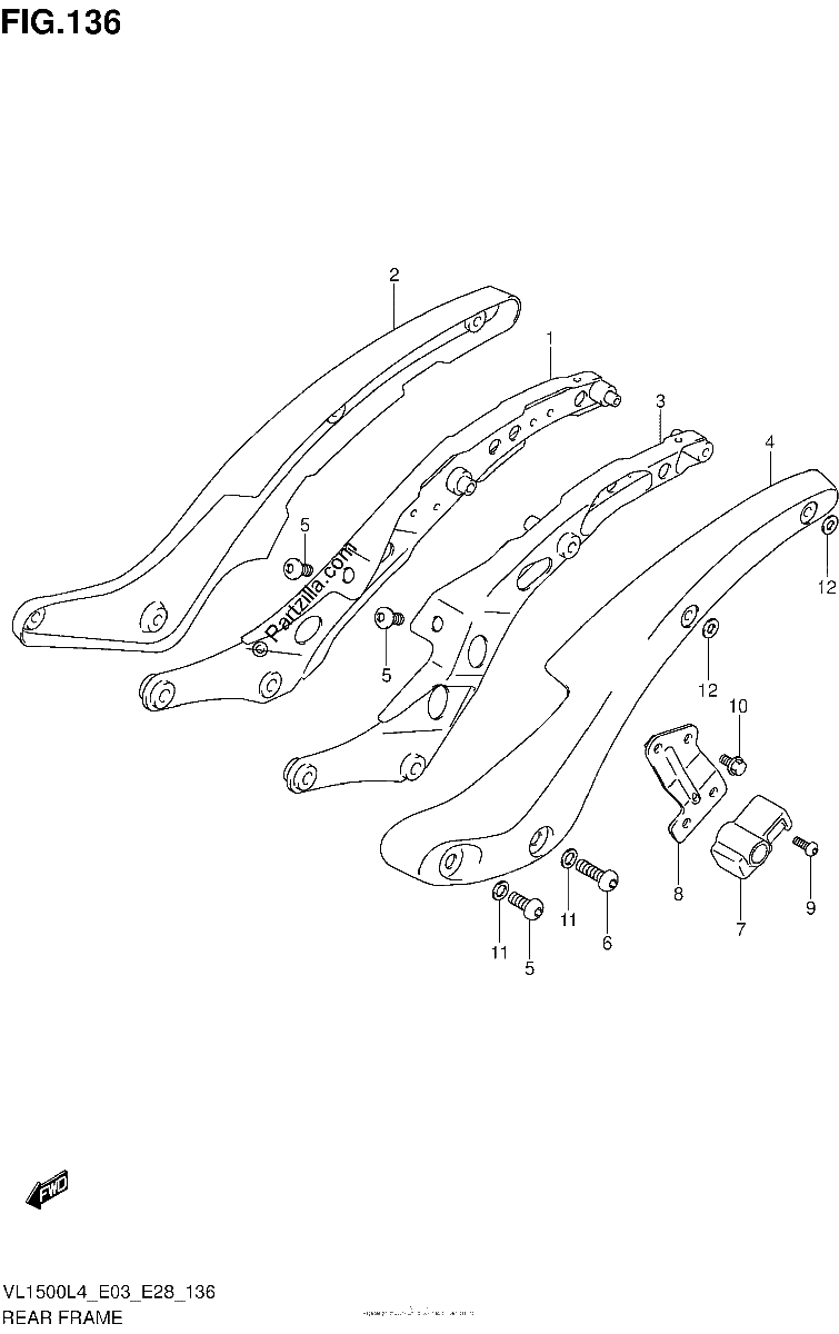 Diagrama de REAR FRAME VL1500BL4 E03
