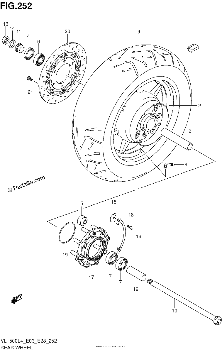 Diagrama de REAR WHEEL VL1500BL4 E33