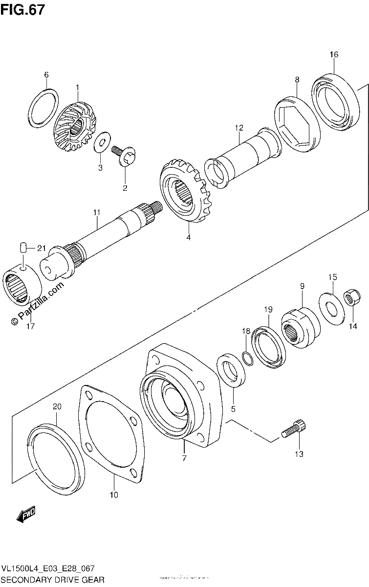 Diagrama de SECONDARY DRIVE GEAR