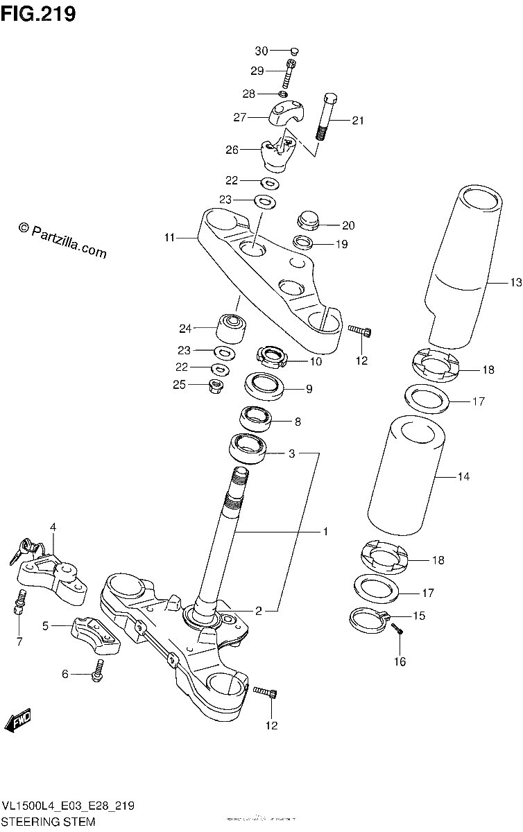 Diagrama de STEERING STEM VL1500BL4 E03