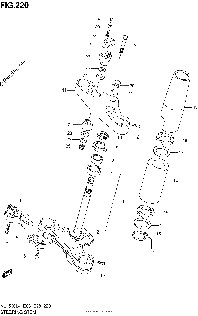 Diagrama de STEERING STEM VL1500BL4 E28
