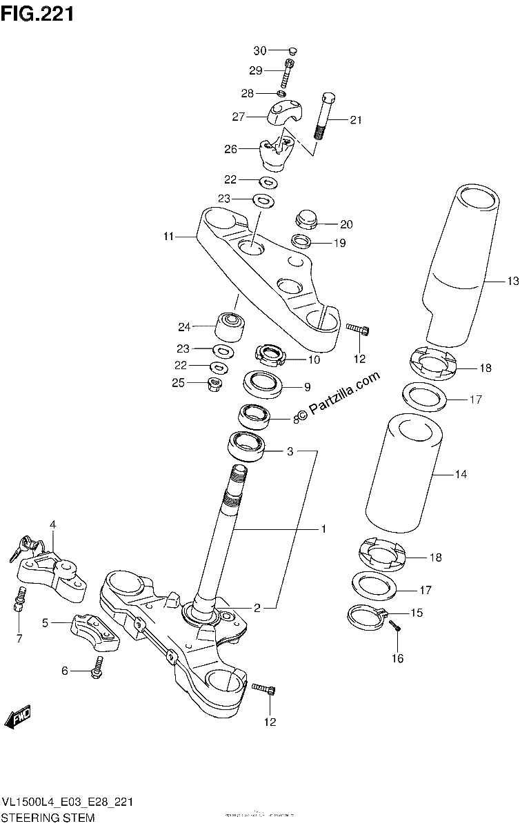 Diagrama de STEERING STEM VL1500BL4 E33