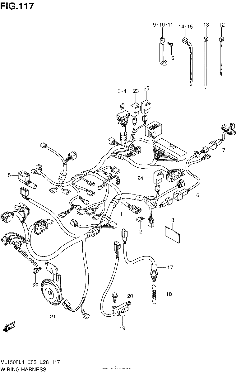 Diagrama de WIRING HARNESS VL1500BL4 E03