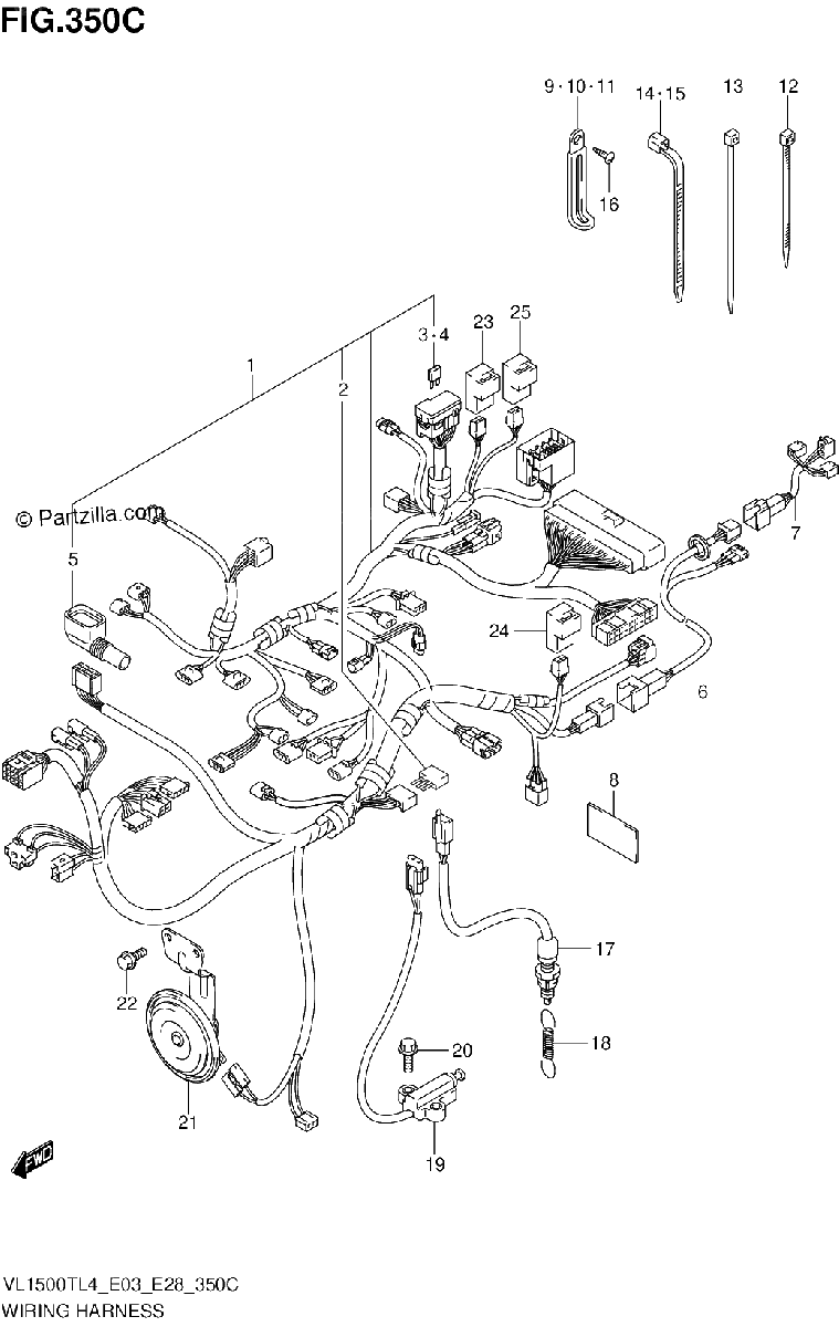 Diagrama de WIRING HARNESS VL1500TL4 E33