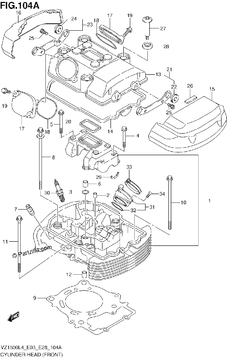 Diagrama de CYLINDER HEAD FRONT