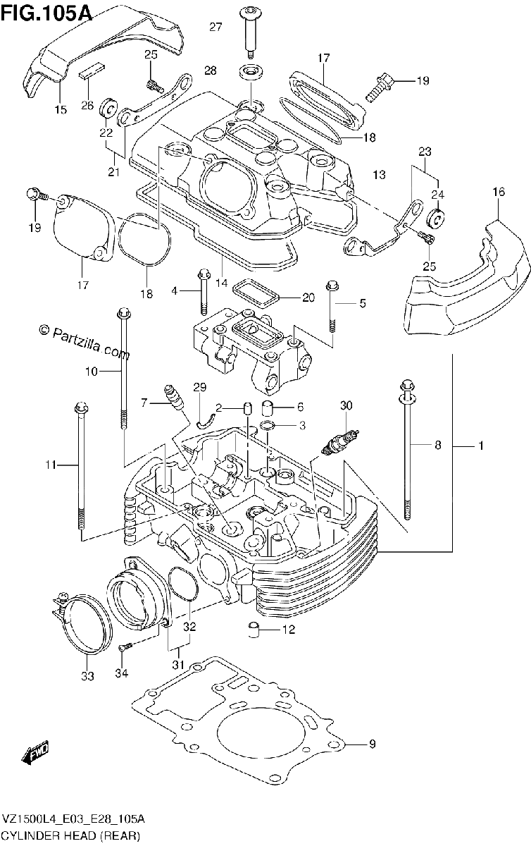Diagrama de CYLINDER HEAD REAR