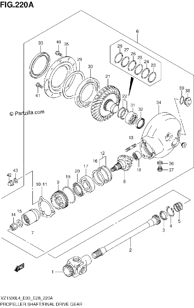 Diagrama de PROPELLER SHAFT FINAL DRIVE GEAR