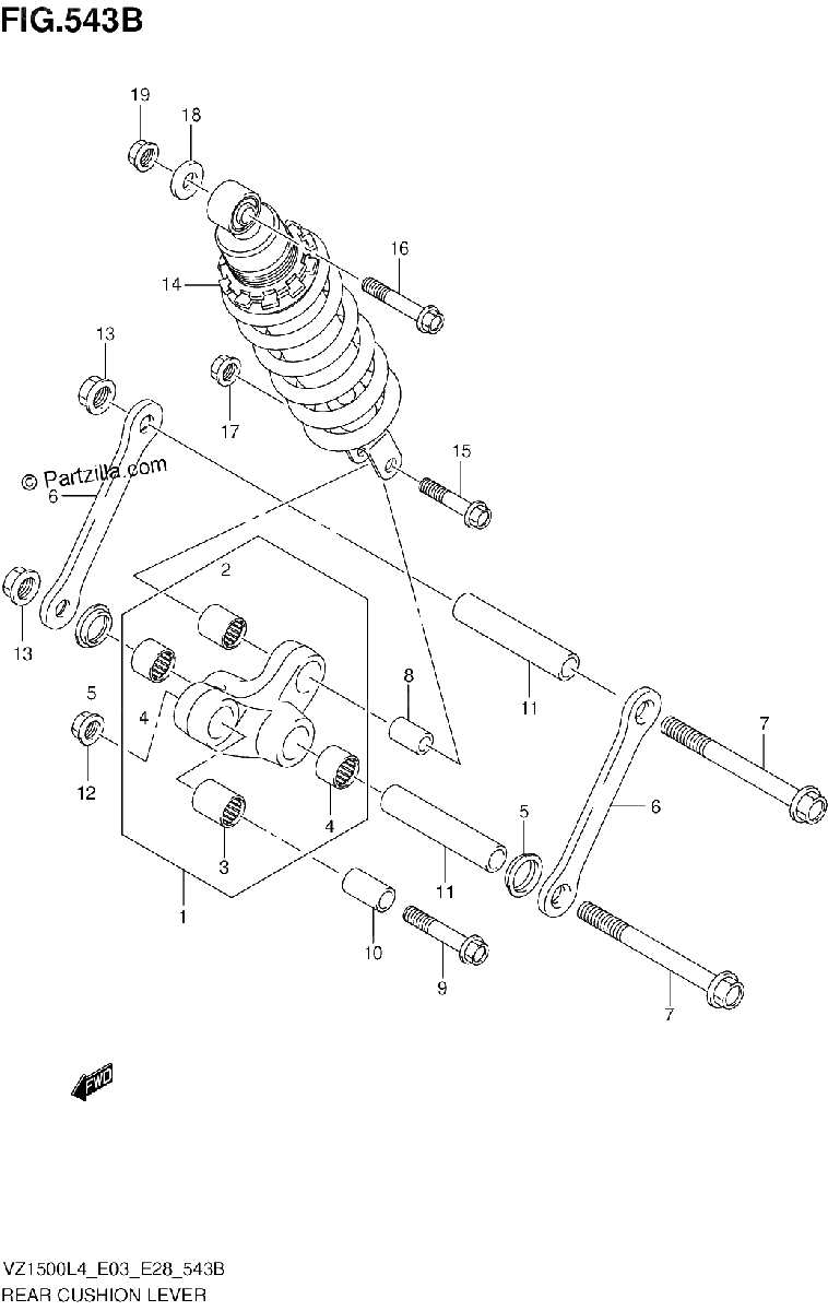 Diagrama de REAR CUSHION LEVER VZ1500L4 E28