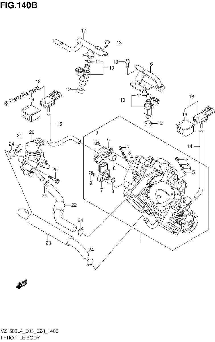 Diagrama de THROTTLE BODY VZ1500L4 E28
