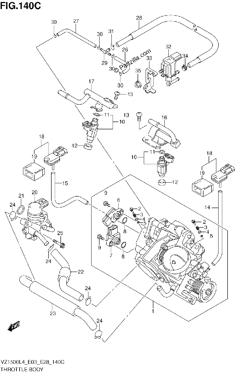 Diagrama de THROTTLE BODY VZ1500L4 E33