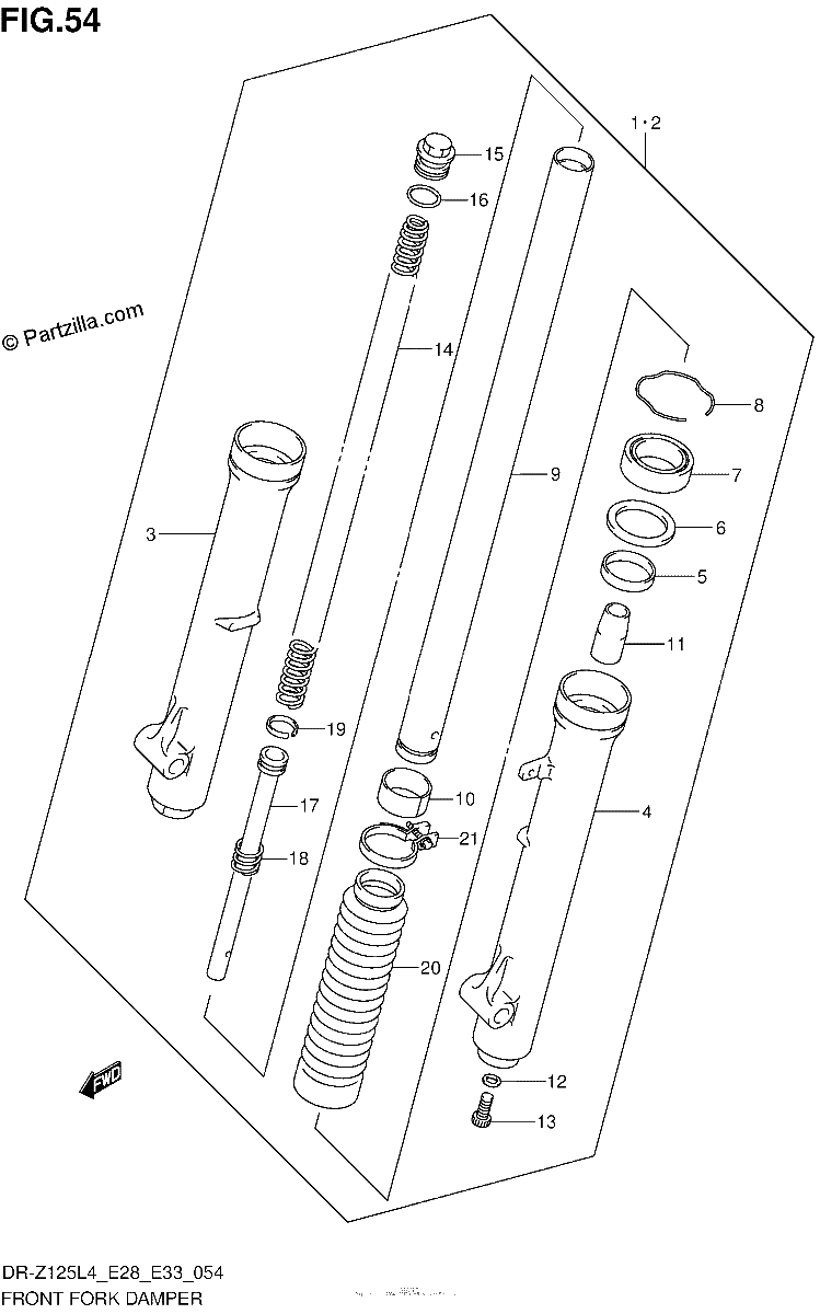 Diagrama de FRONT FORK DAMPER DR Z125L4 E28