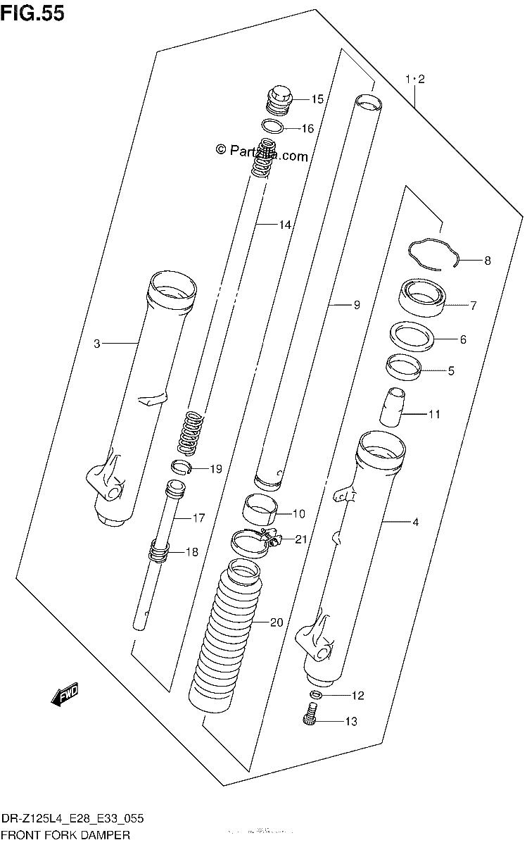 Diagrama de FRONT FORK DAMPER DR Z125L4 E33