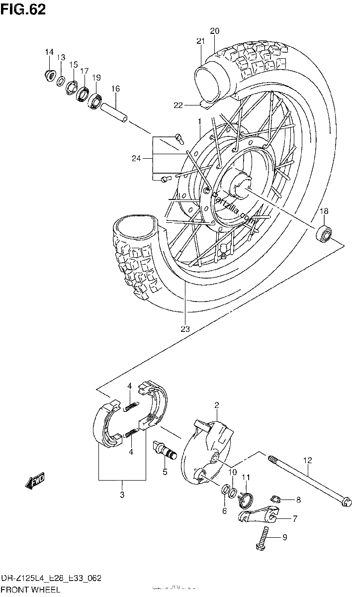 Diagrama de FRONT WHEEL DR Z125L4 E28