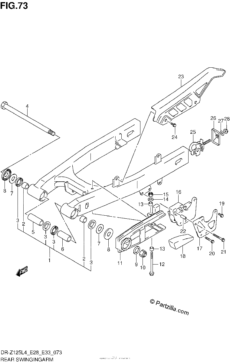 Diagrama de REAR SWINGINGARM DR Z125LL4 E33