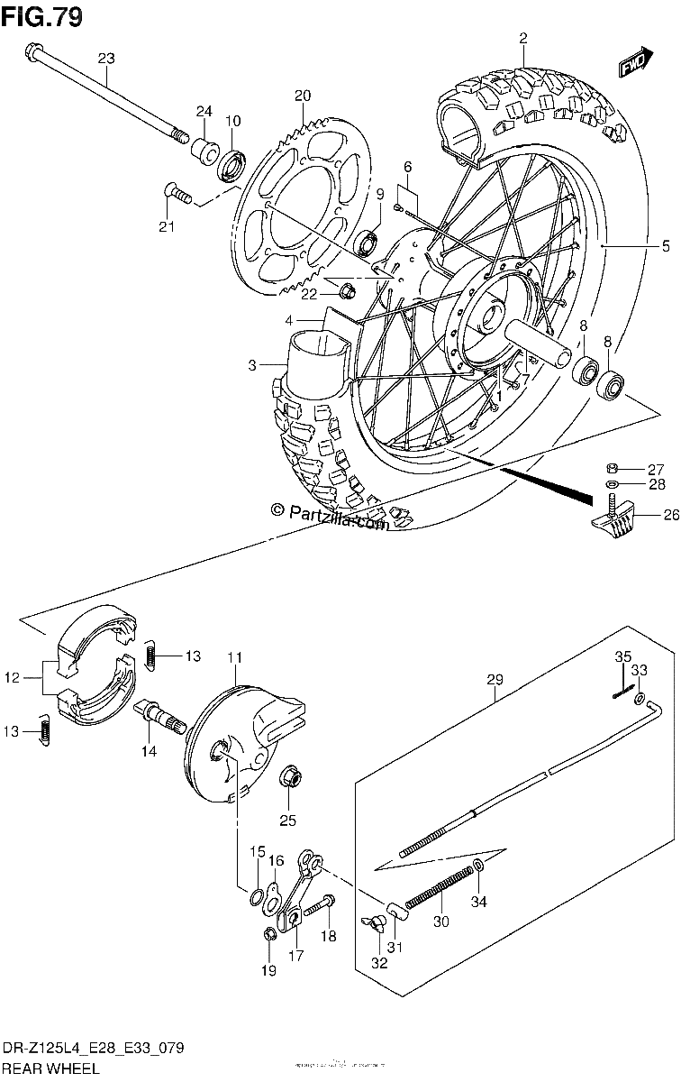 Diagrama de REAR WHEEL DR Z125L4 E28