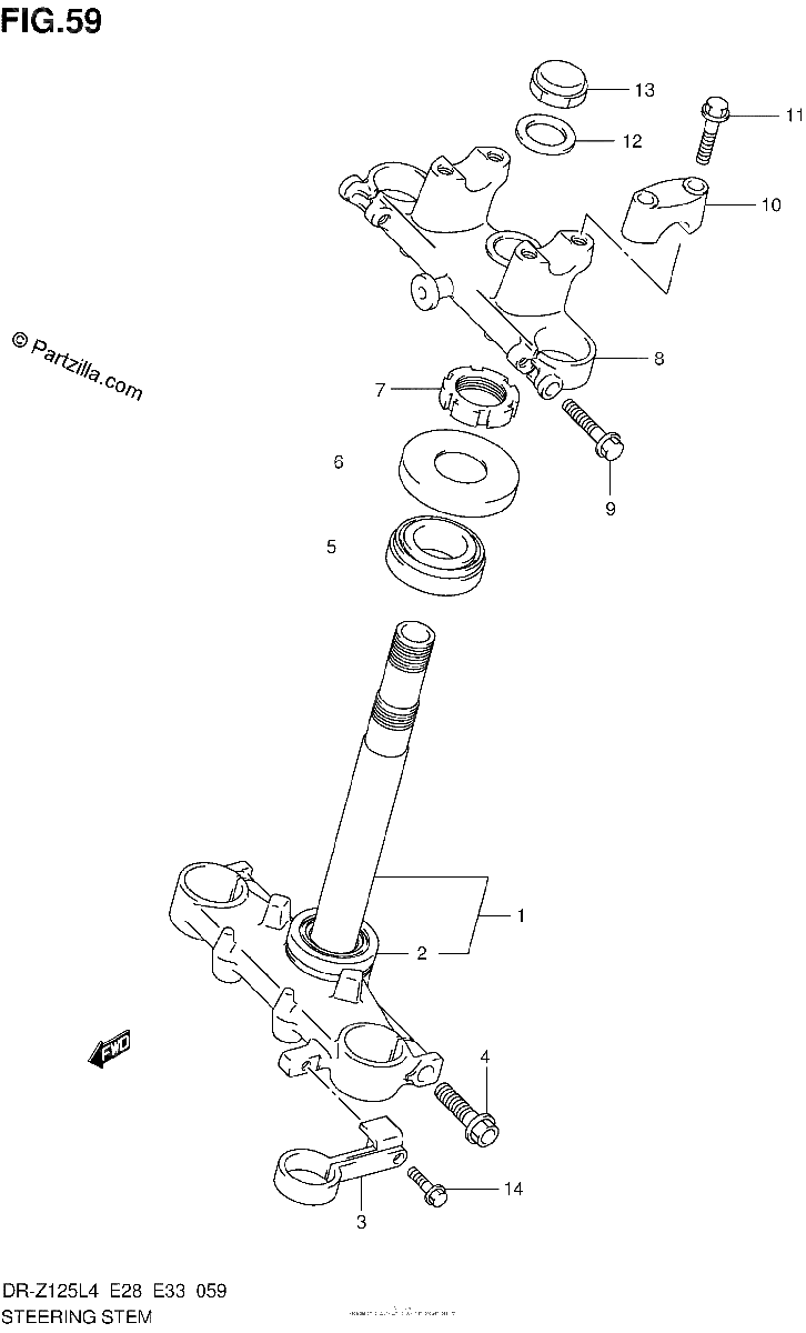Diagrama de STEERING STEM DR Z125L4 E33