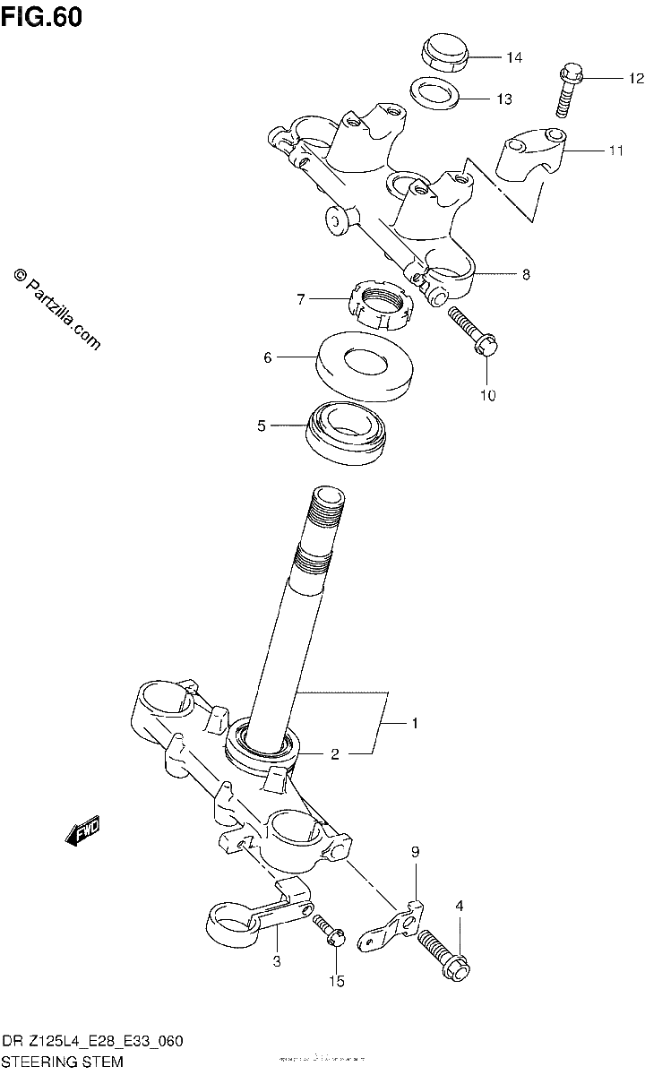 Diagrama de STEERING STEM DR Z125LL4 E28
