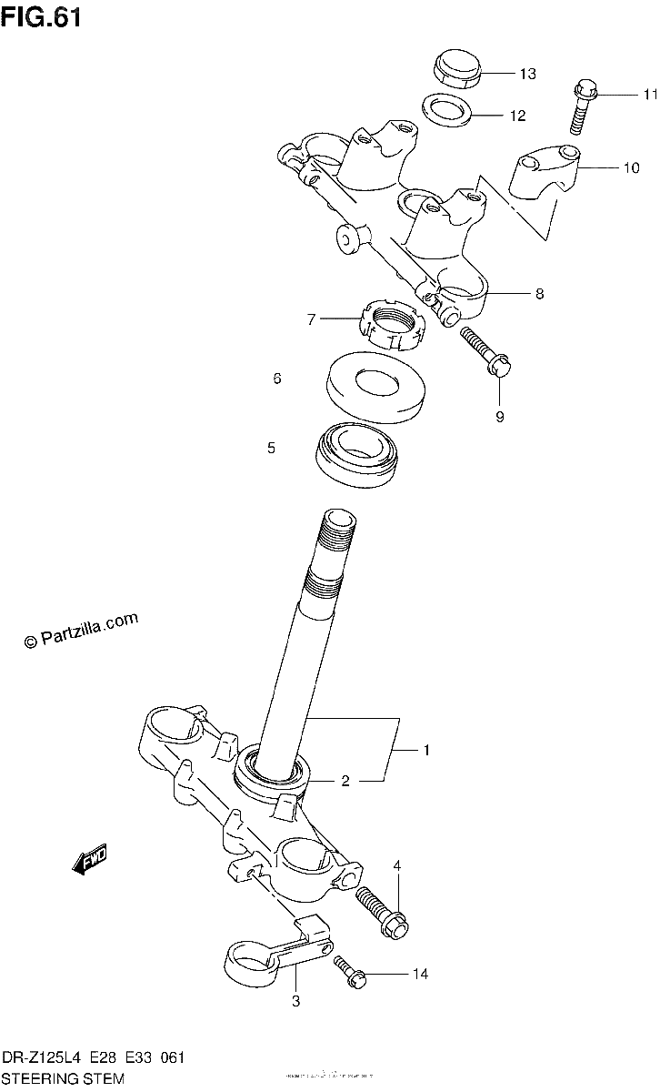 Diagrama de STEERING STEM DR Z125LL4 E33