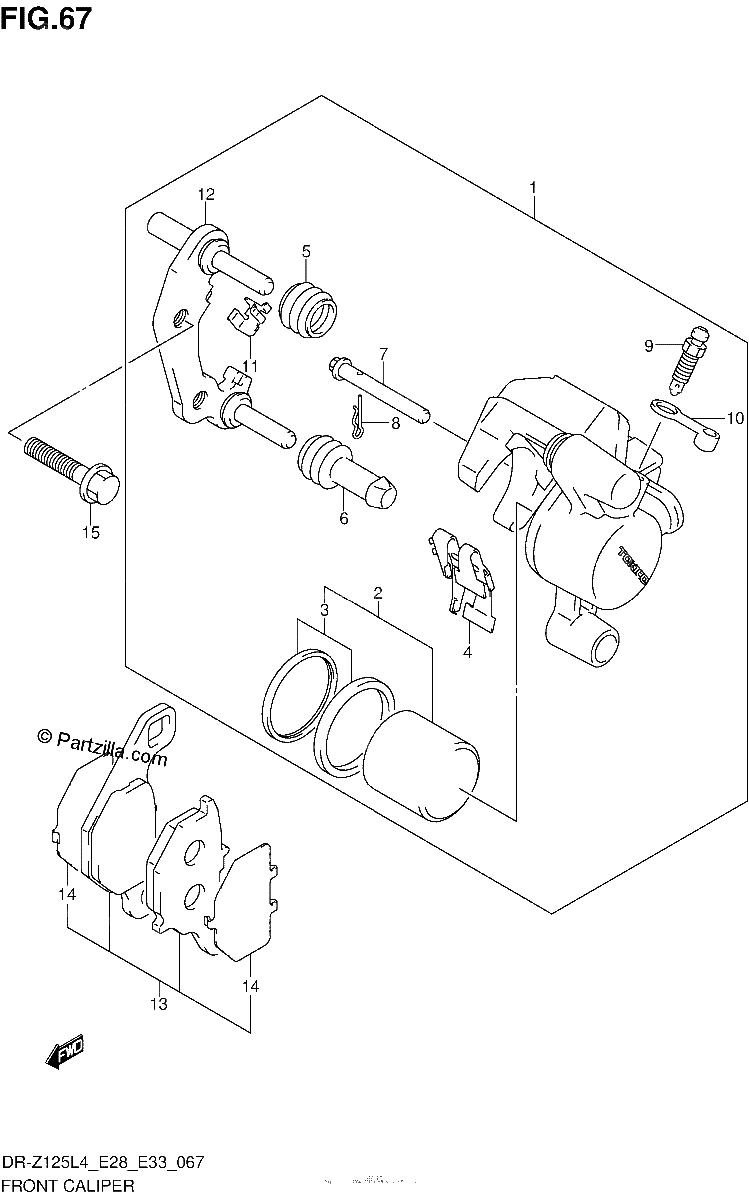 Diagrama de FRONT CALIPER DR Z125LL4 E33