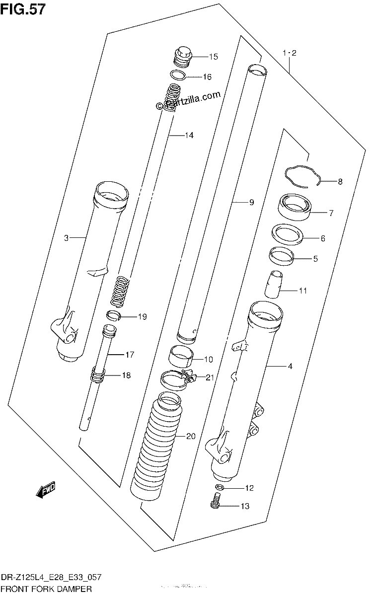 Diagrama de FRONT FORK DAMPER DR Z125LL4 E33