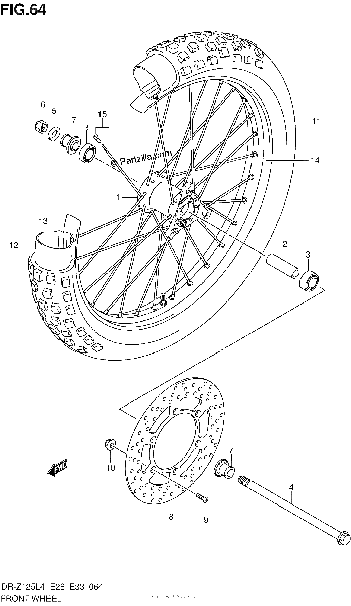 Diagrama de FRONT WHEEL DR Z125LL4 E28