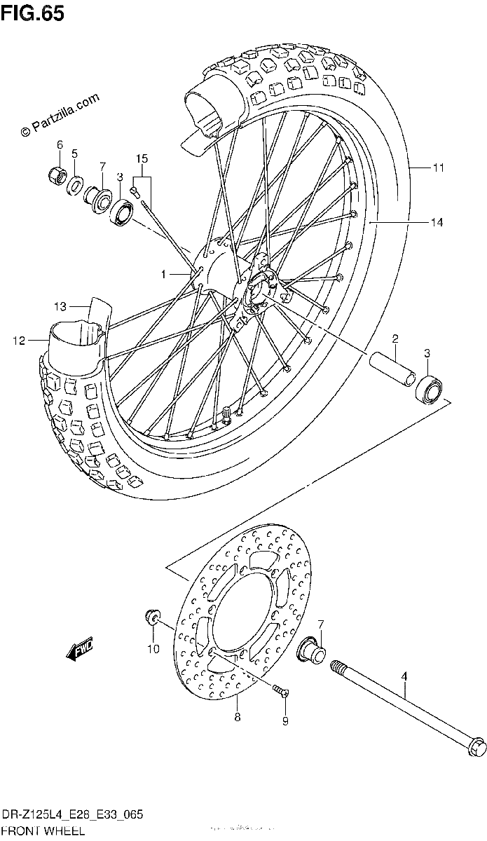 Diagrama de FRONT WHEEL DR Z125LL4 E33