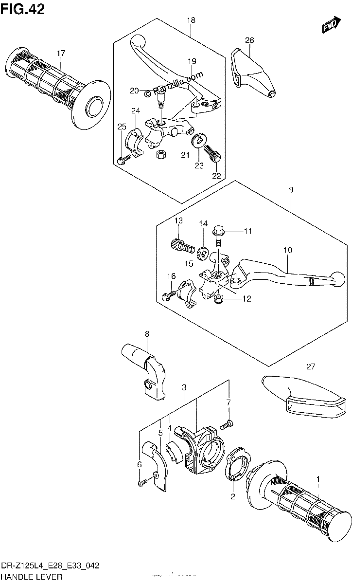 Diagrama de HANDLE LEVER DR Z125L4 E33