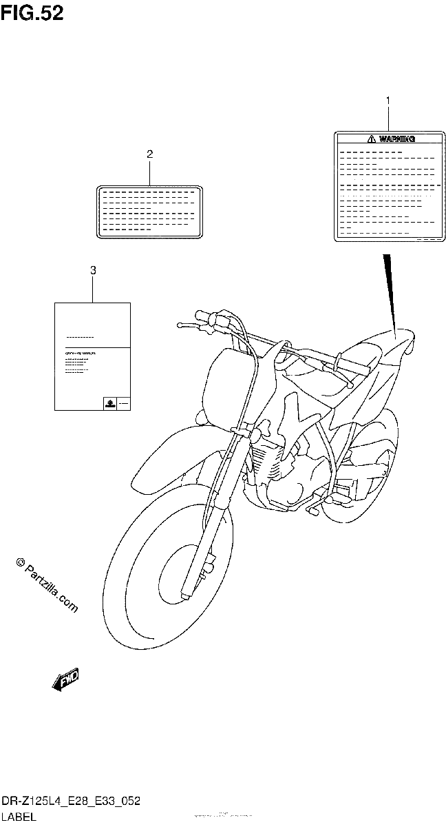 Diagrama de LABEL DR Z125LL4 E33