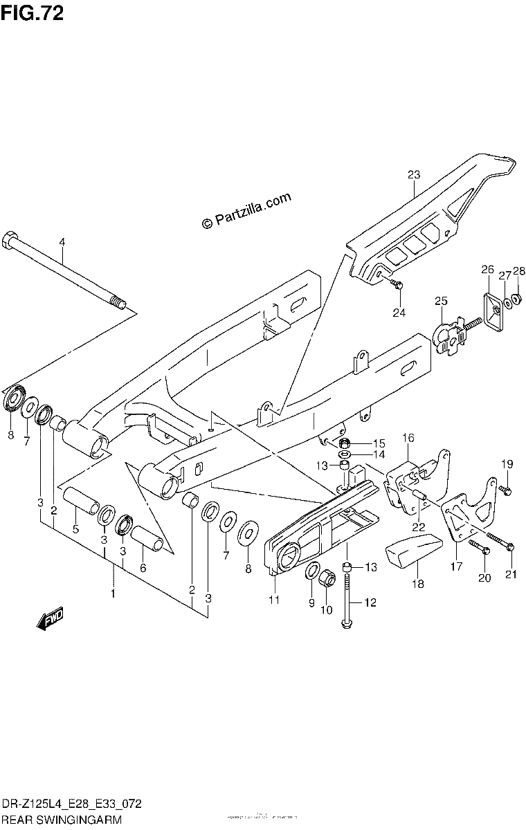 Diagrama de REAR SWINGINGARM DR Z125LL4 E28