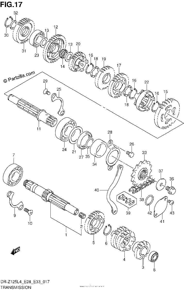 Diagrama de TRANSMISSION DR Z125LL4 E33
