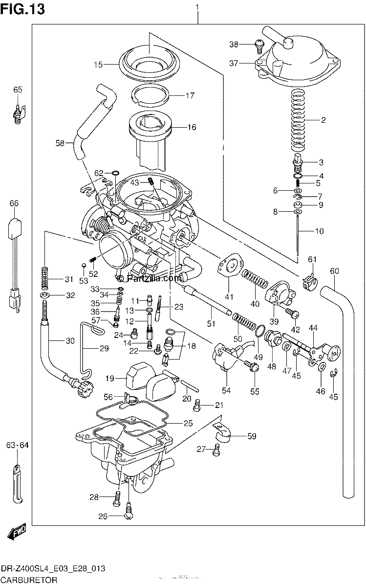 Diagrama de CARBURETOR DR Z400SL4 E28