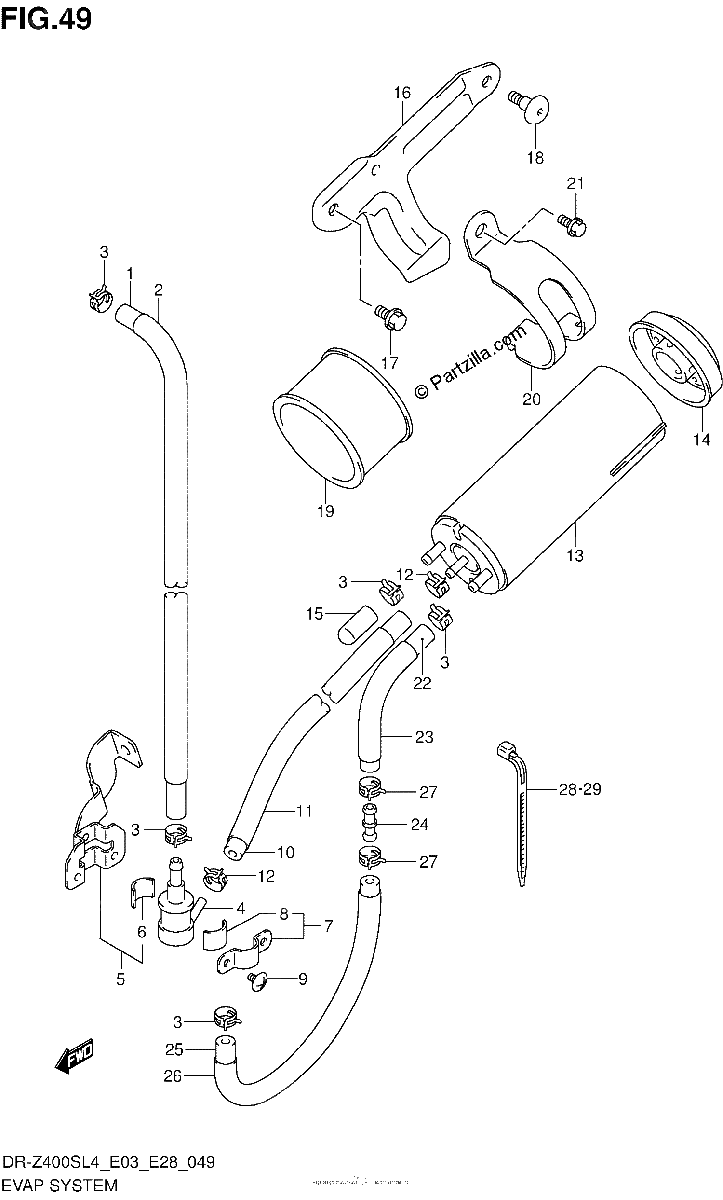 Diagrama de EVAP SYSTEM DR Z400SL4 E33