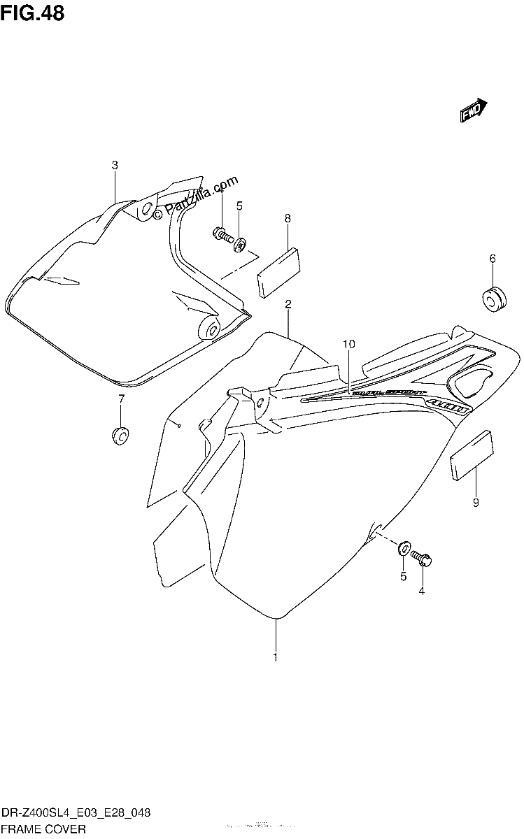 Diagrama de FRAME COVER DR Z400SL4 E33