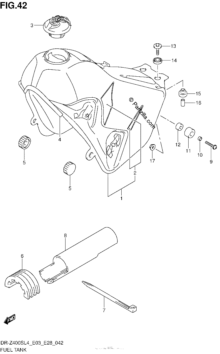 Diagrama de FUEL TANK DR Z400SL4 E03