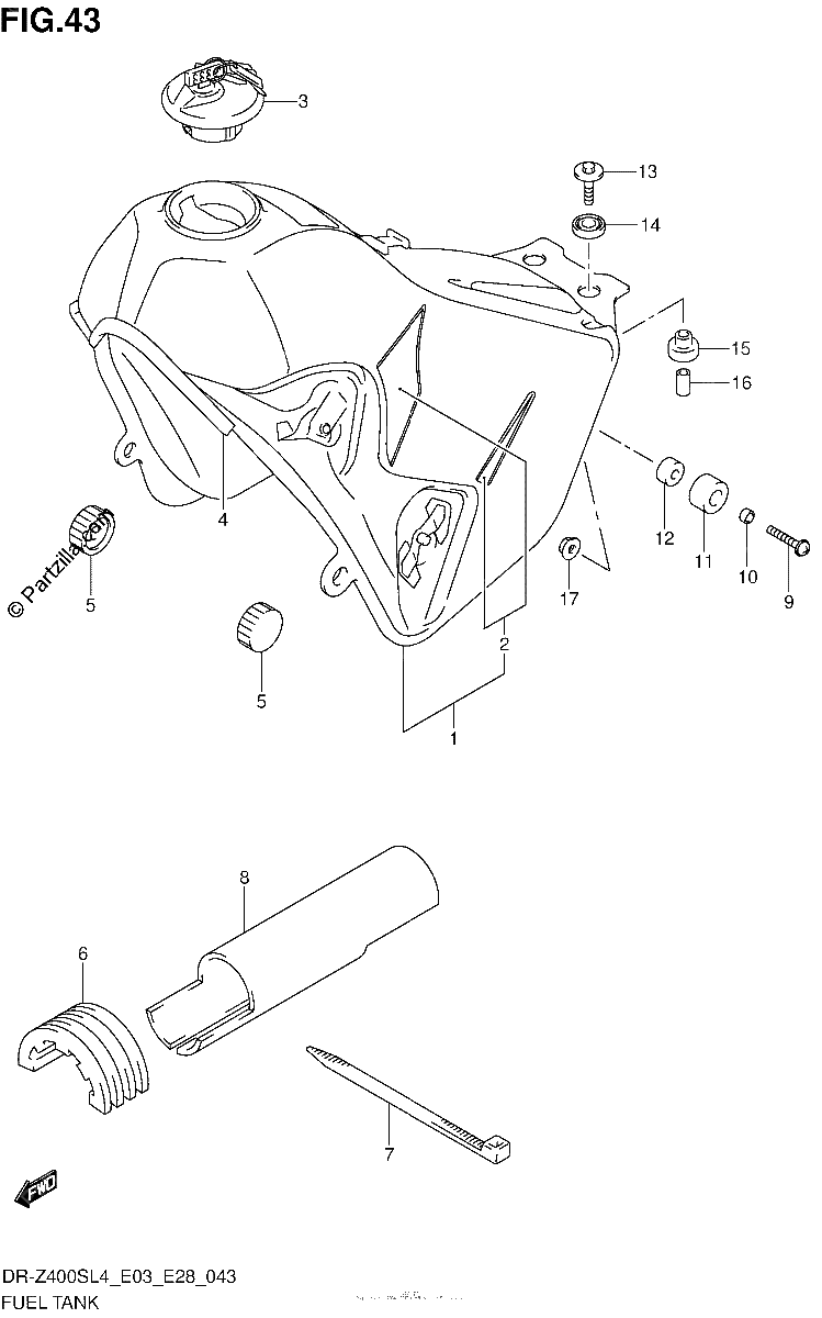 Diagrama de FUEL TANK DR Z400SL4 E28