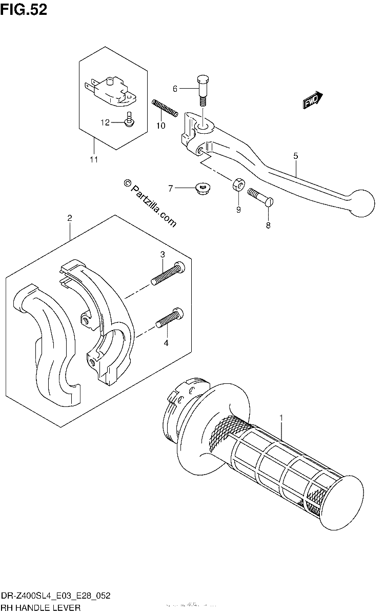 Diagrama de RH HANDLE LEVER