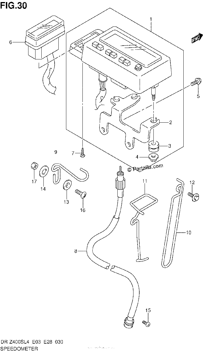 Diagrama de SPEEDOMETER DR Z400SL4 E28