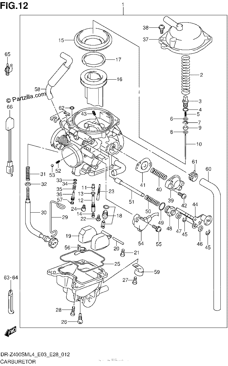 Diagrama de CARBURETOR DR Z400SML4 E03