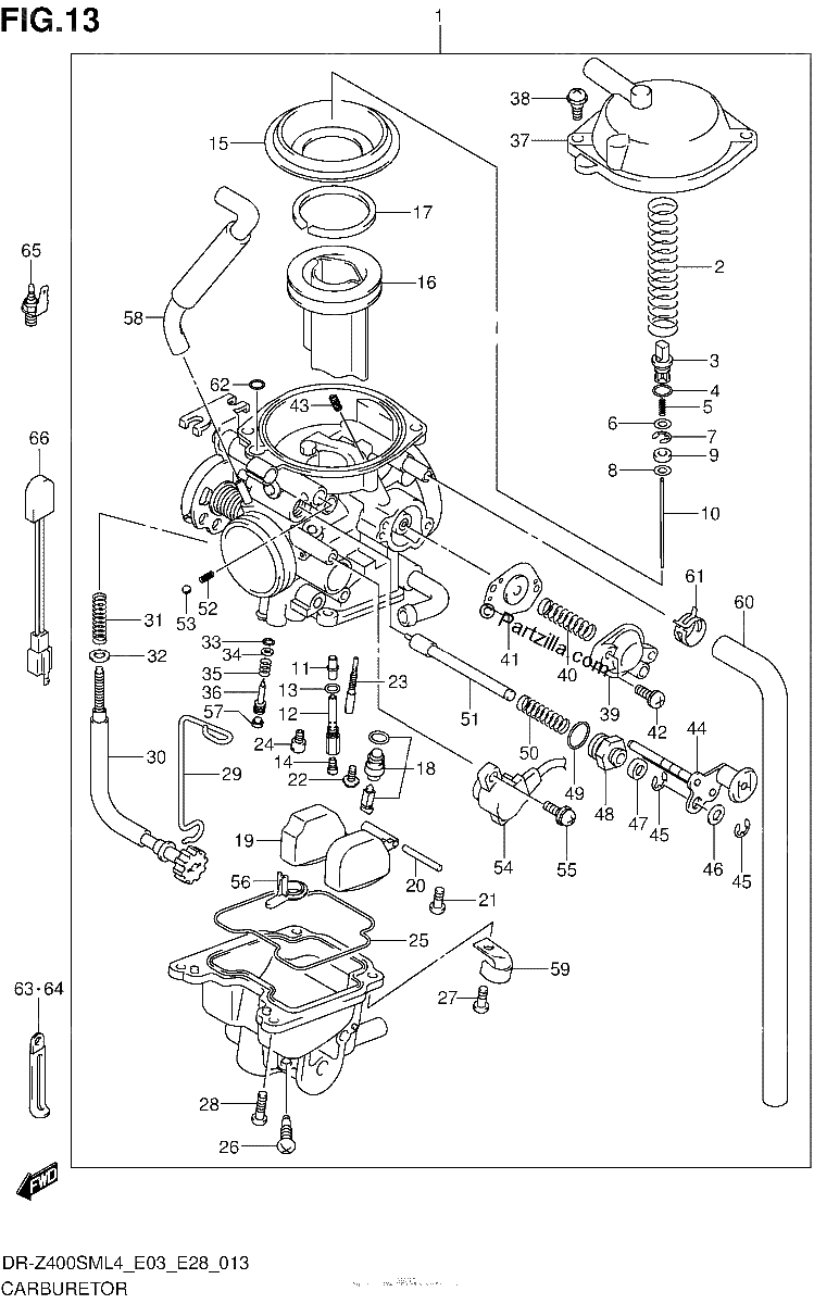 Diagrama de CARBURETOR DR Z400SML4 E28