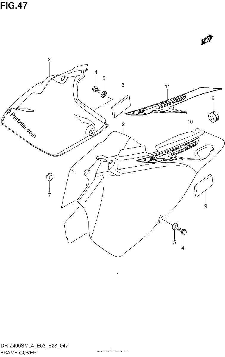 Diagrama de FRAME COVER DR Z400SML4 E03