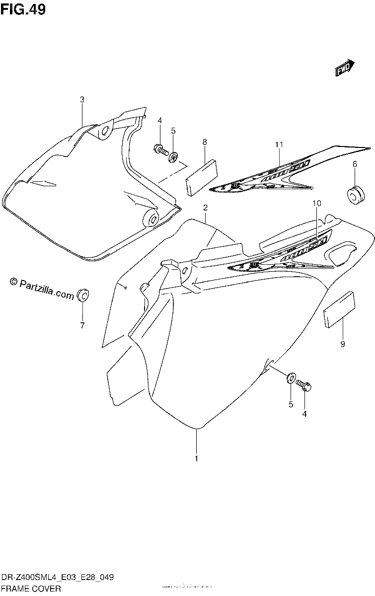 Diagrama de FRAME COVER DR Z400SML4 E33