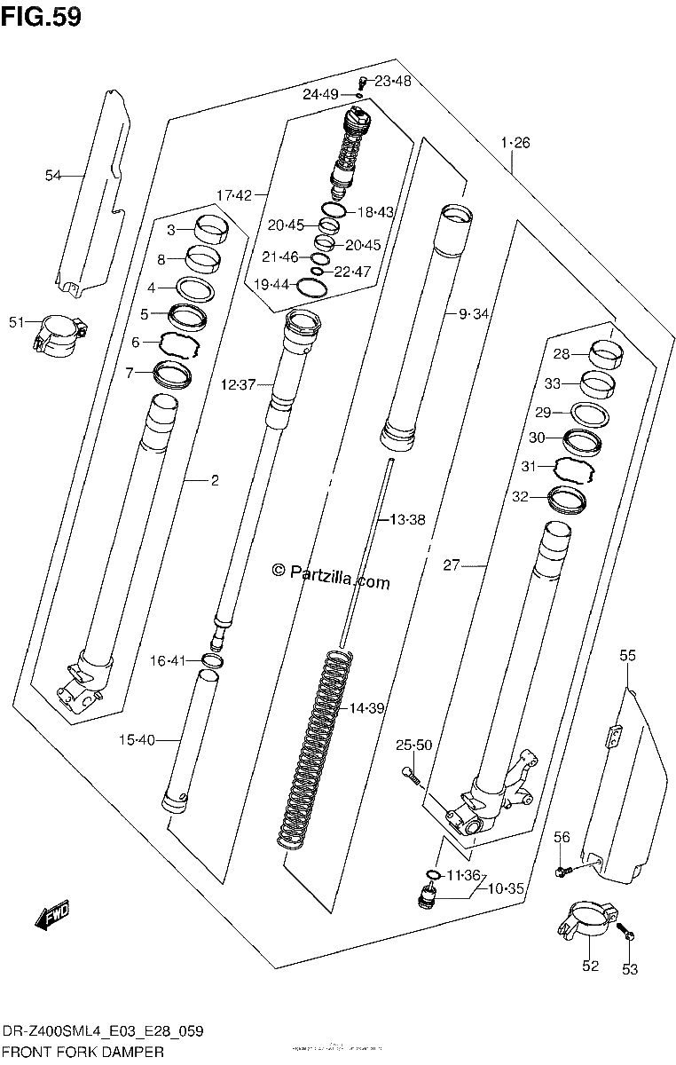 Diagrama de FRONT FORK DAMPER