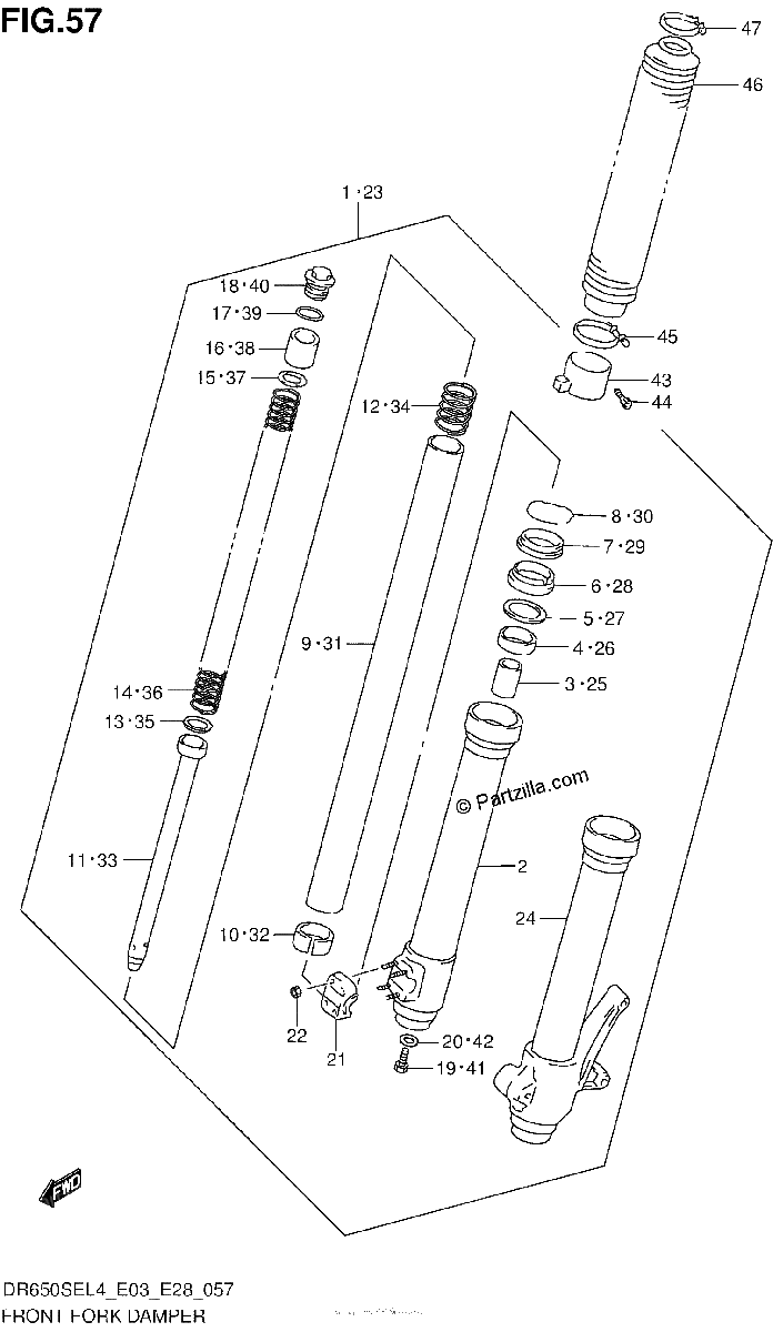Diagrama de FRONT FORK DAMPER